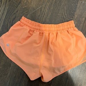 orange lululemon shorts